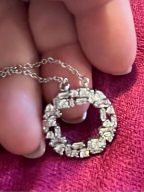 New~ ParkLane Silver Crystal Circle Pendant Necklace - Women Jewelry
